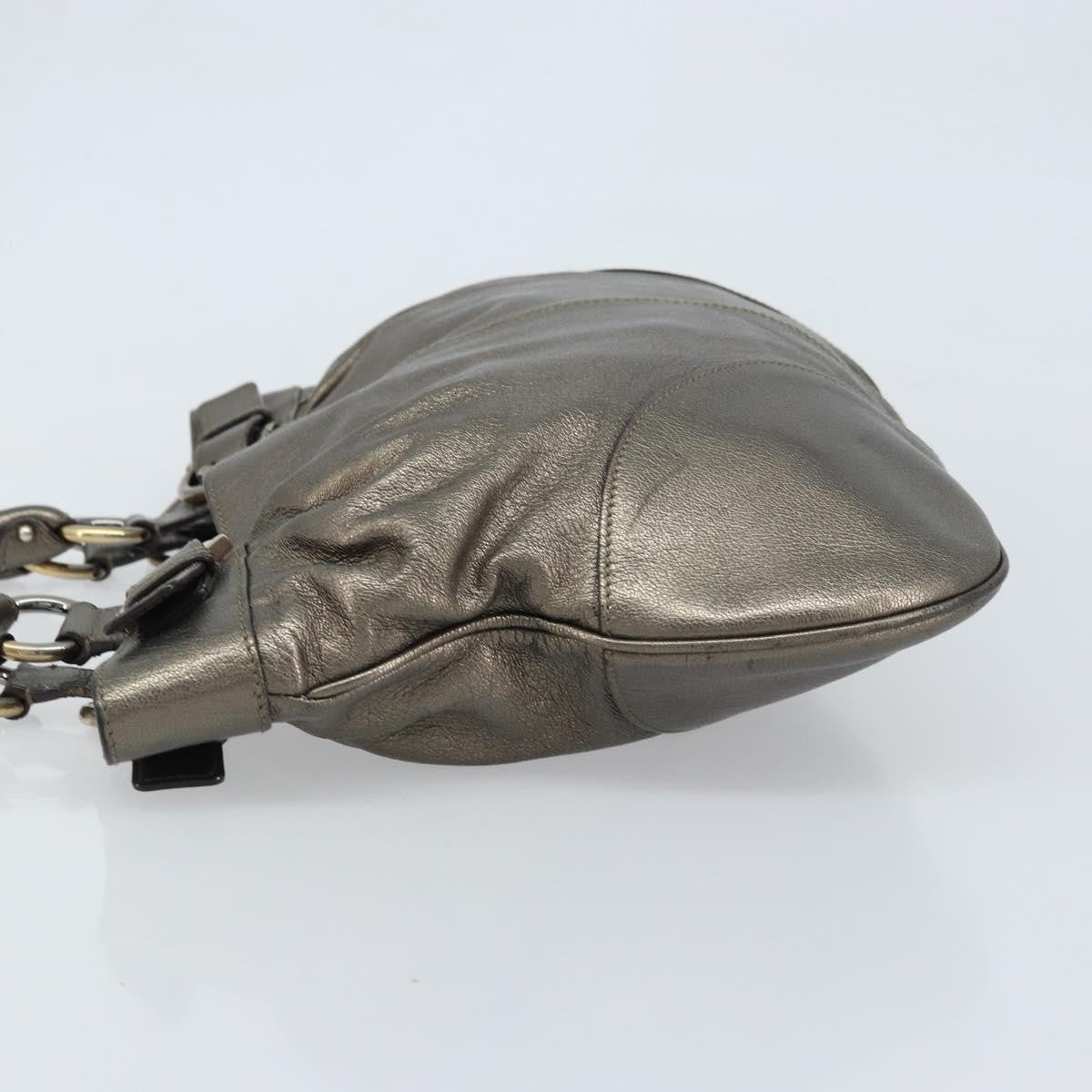 Salvatore Ferragamo Gancini Leather Gold Leather Handbag (Pre-Owned)