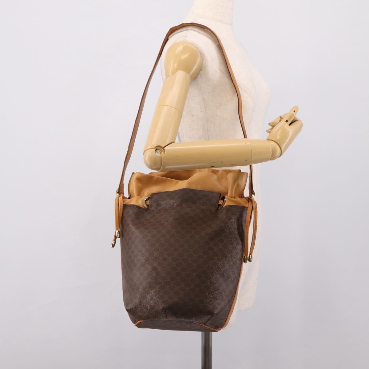 Celine Vintage Macadam Canvas And Leather Brown Canvas Shoulder Bag Bag (Pre-Owned)