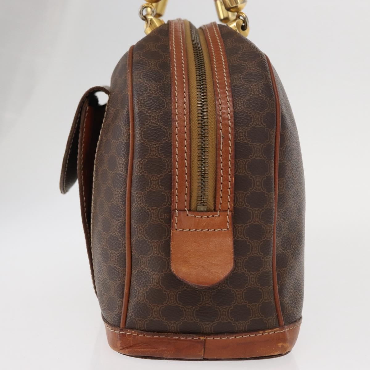 Celine Vintage Macadam Canvas And Leather Brown Canvas Handbag (Pre-Owned)