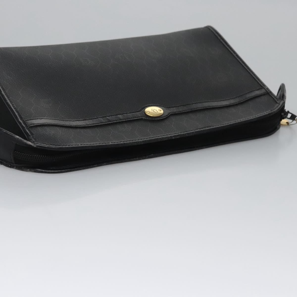 Christian Dior Vintage Honeycomb Zip Coated Canvas Black Canvas Clutche & Pouche Bag (Pre-Owned)
