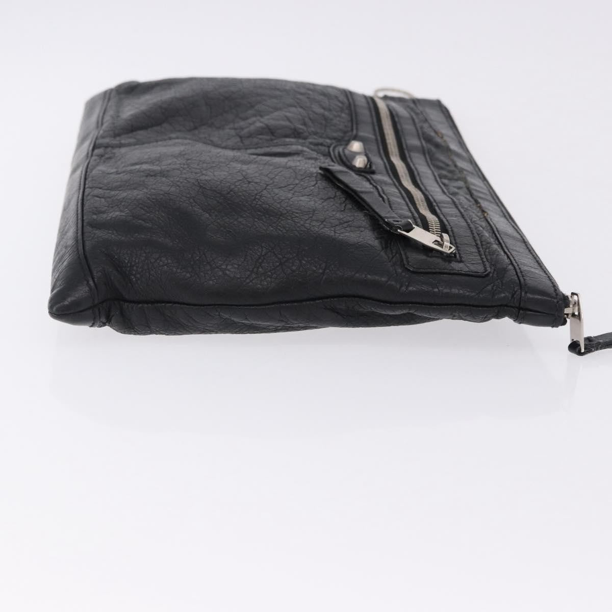 Balenciaga Classic City Clip Leather Black Leather Clutche & Pouche Bag (Pre-Owned)