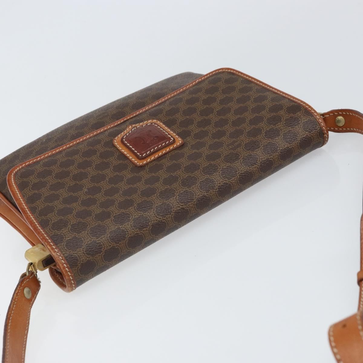 Celine Vintage Macadam Canvas And Leather Brown Canvas Shoulder Bag Bag (Pre-Owned)