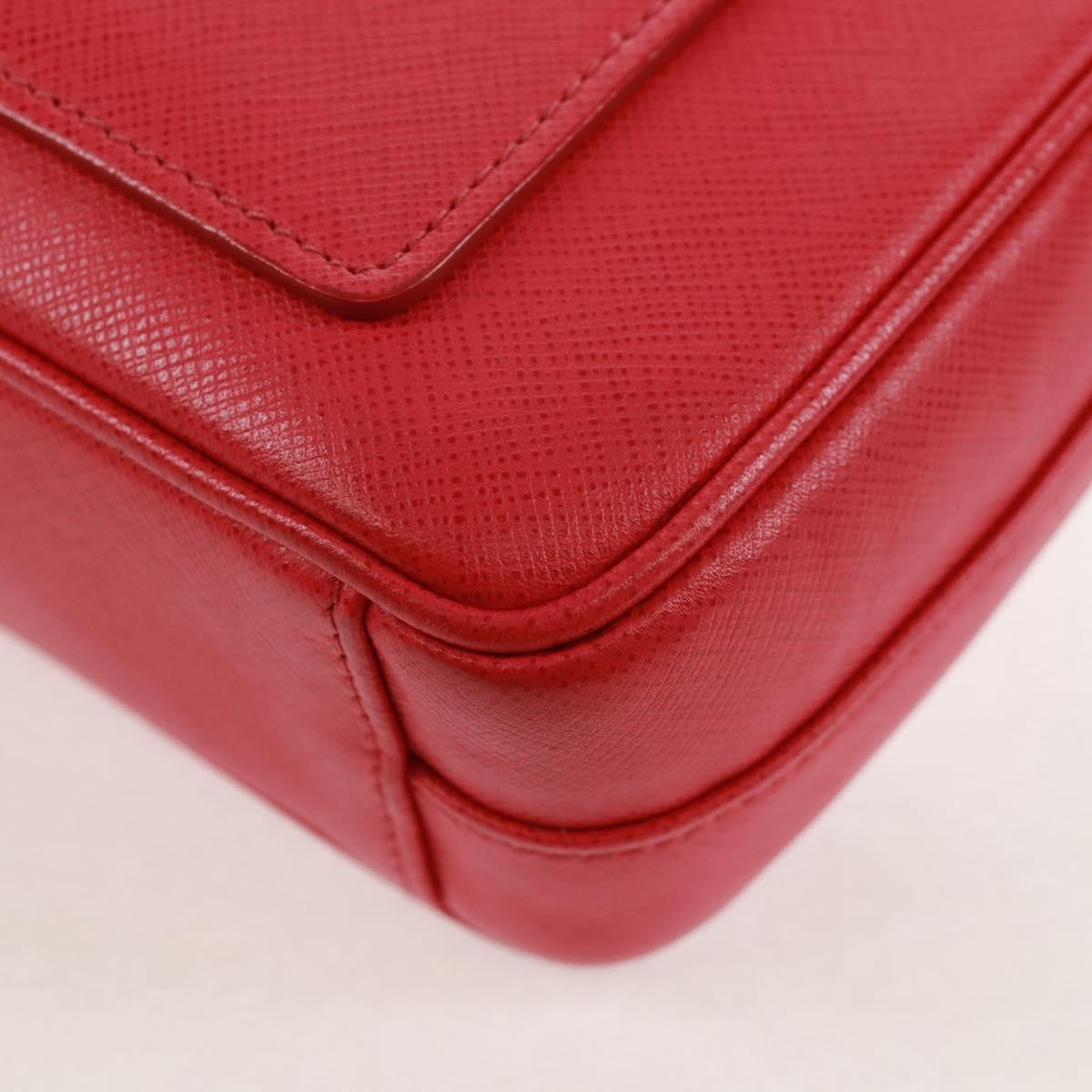 Prada Sound Chain Saffiano Leather Red Leather Shoulder Bag Bag (Pre-Owned)