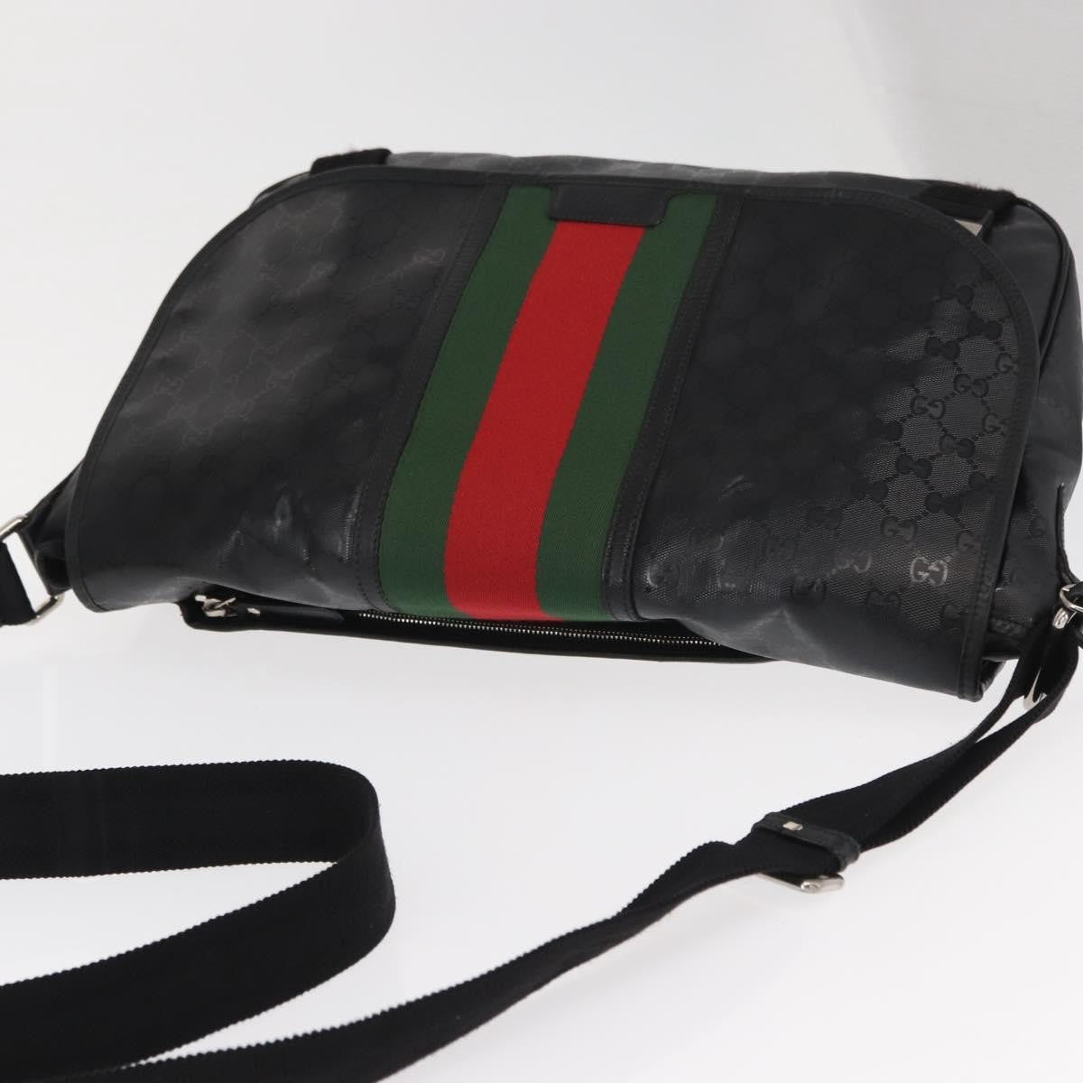 Gucci 500 Web Double Buckle Messenger Gg Imprime Black Canvas Shoulder Bag Bag (Pre-Owned)