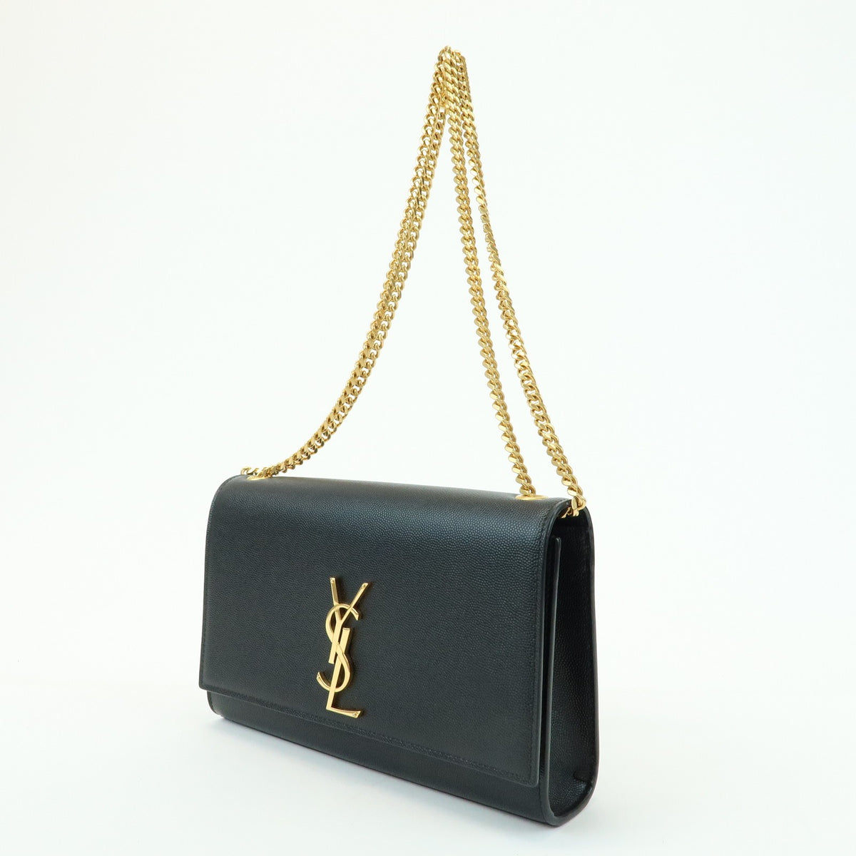 Saint Laurent Classic Monogram Leather Black Leather Crossbody Bag Bag (Pre-Owned)
