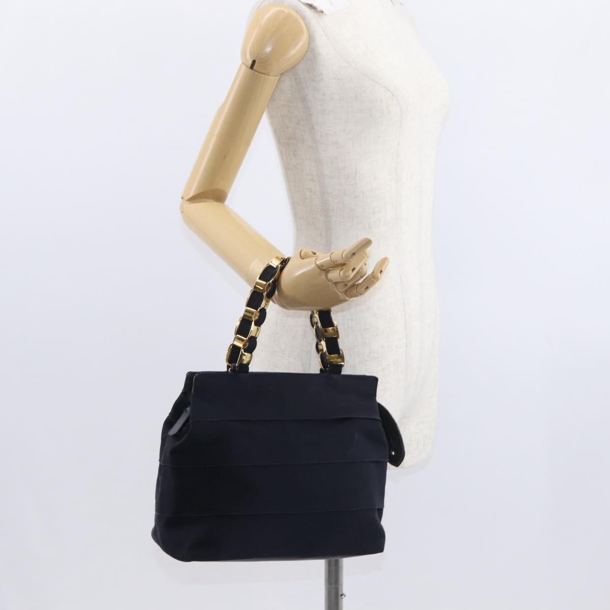 Salvatore Ferragamo Vala Canvas Navy Canvas Handbag (Pre-Owned)