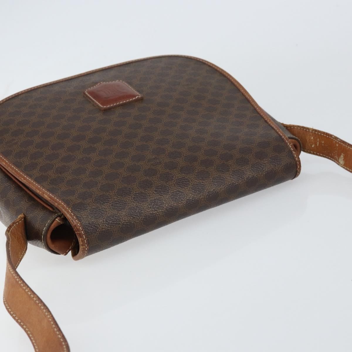 Celine Vintage Macadam Canvas And Leather Brown Canvas Shoulder Bag Bag (Pre-Owned)
