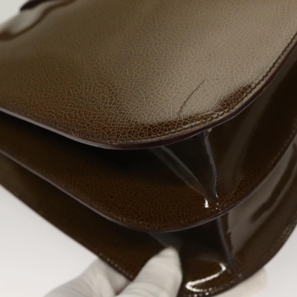 Celine Shoulder Leather Khaki Patent_Leather Shoulder Bag Bag (Pre-Owned)