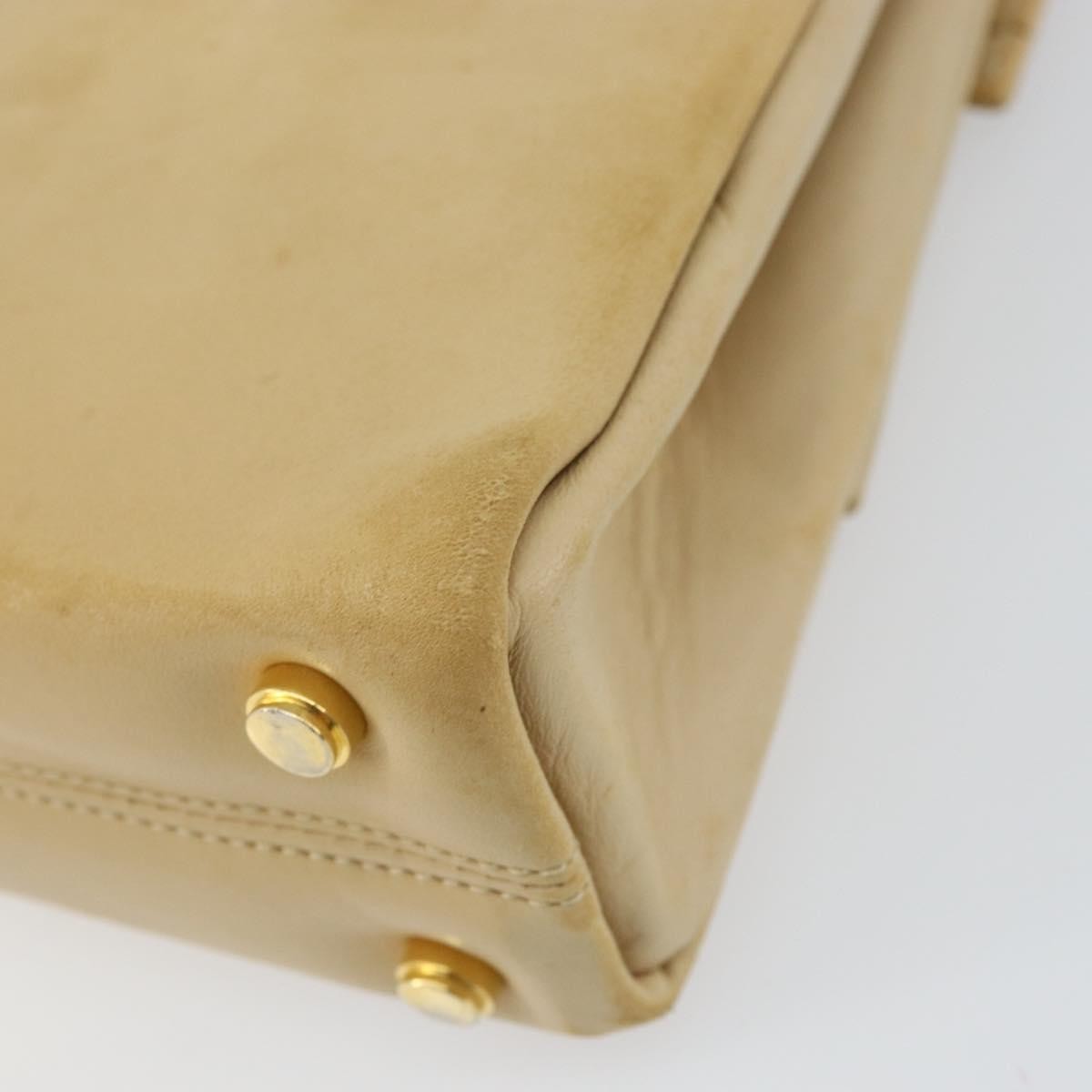 Salvatore Ferragamo Vintage Chain Leather Beige Leather Handbag (Pre-Owned)