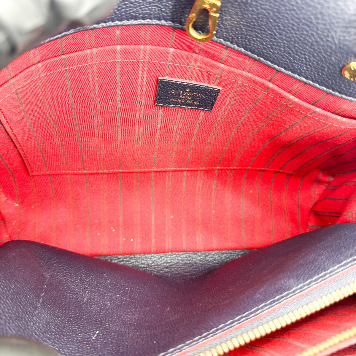 Louis Vuitton Montaigne Monogram Empreinte Leather Navy Leather Handbag (Pre-Owned)