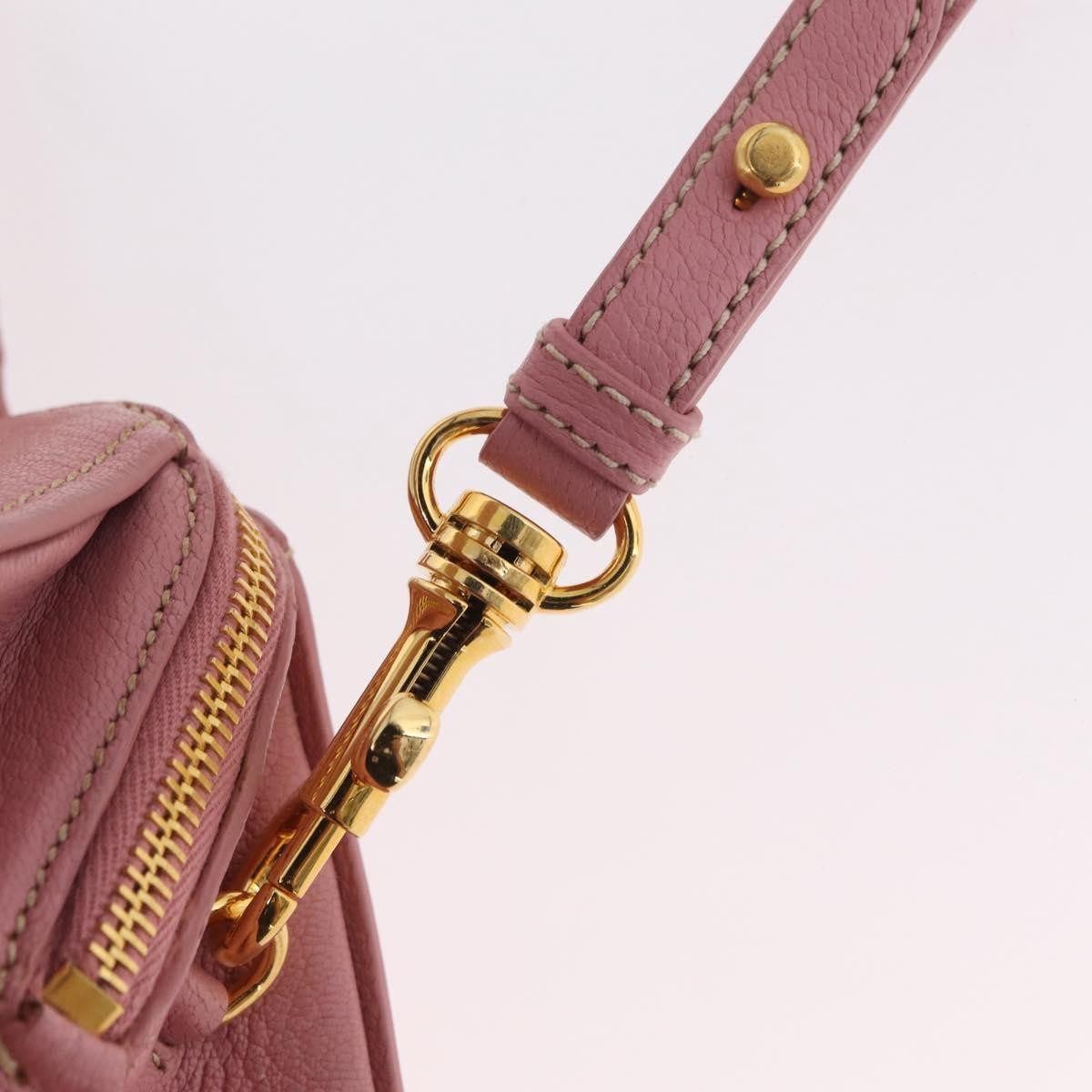 Miu Miu Madras Bowler Leather Pink Leather Handbag (Pre-Owned)