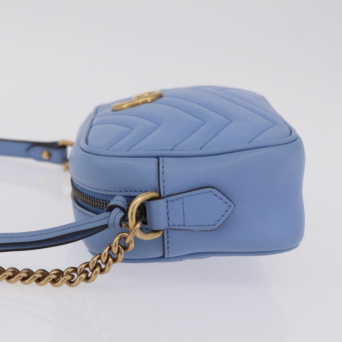 Gucci Gg Marmont Matelasse Patent Blue Leather Shoulder Bag Bag (Pre-Owned)