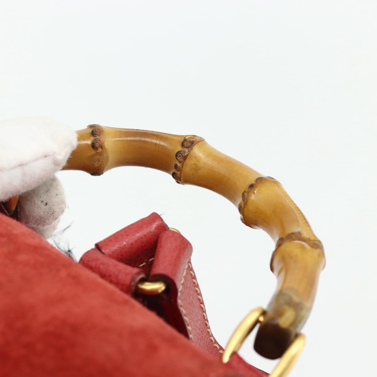 Gucci Gucci Bamboo Daim Red Suede Backpack Bag (Pre-Owned)