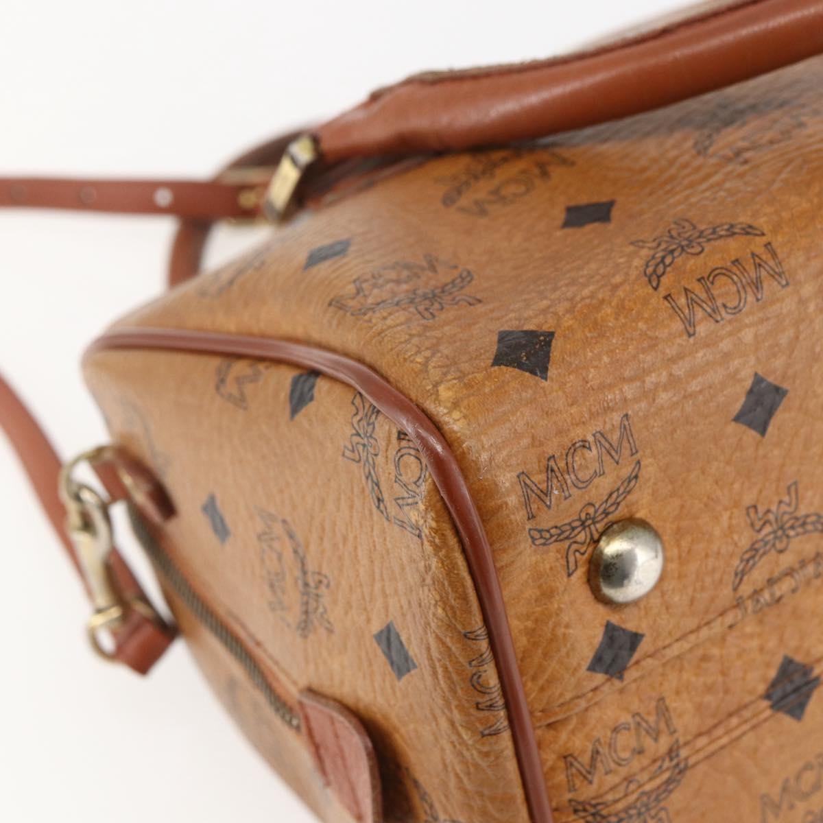MCM Visetos Logogramme Leather Brown Leather Handbag (Pre-Owned)