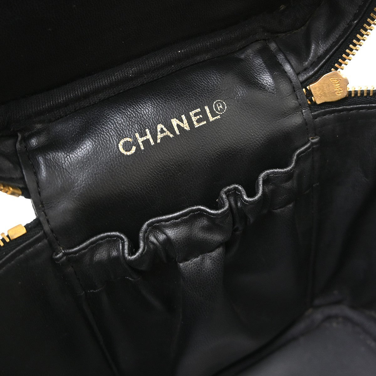 Chanel Vintage Timeless Cosmetic Case Caviar Black Leather Handbag (Pre-Owned)