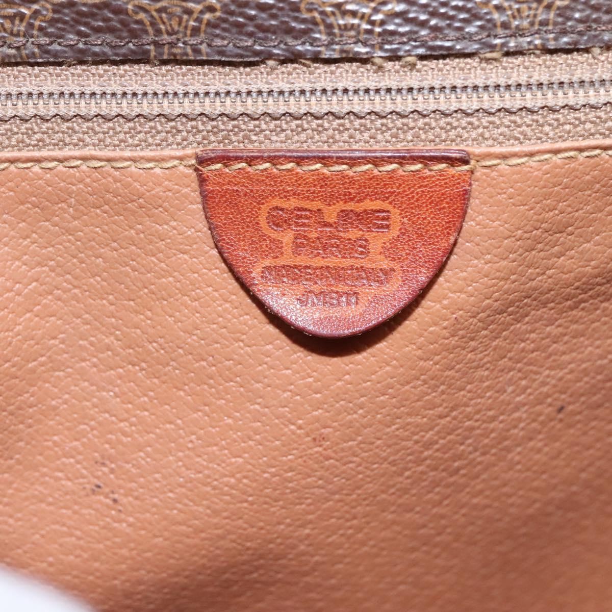 Celine Vintage Macadam Circle Logo Canvas And Leather Brown Canvas Shoulder Bag Bag (Pre-Owned)