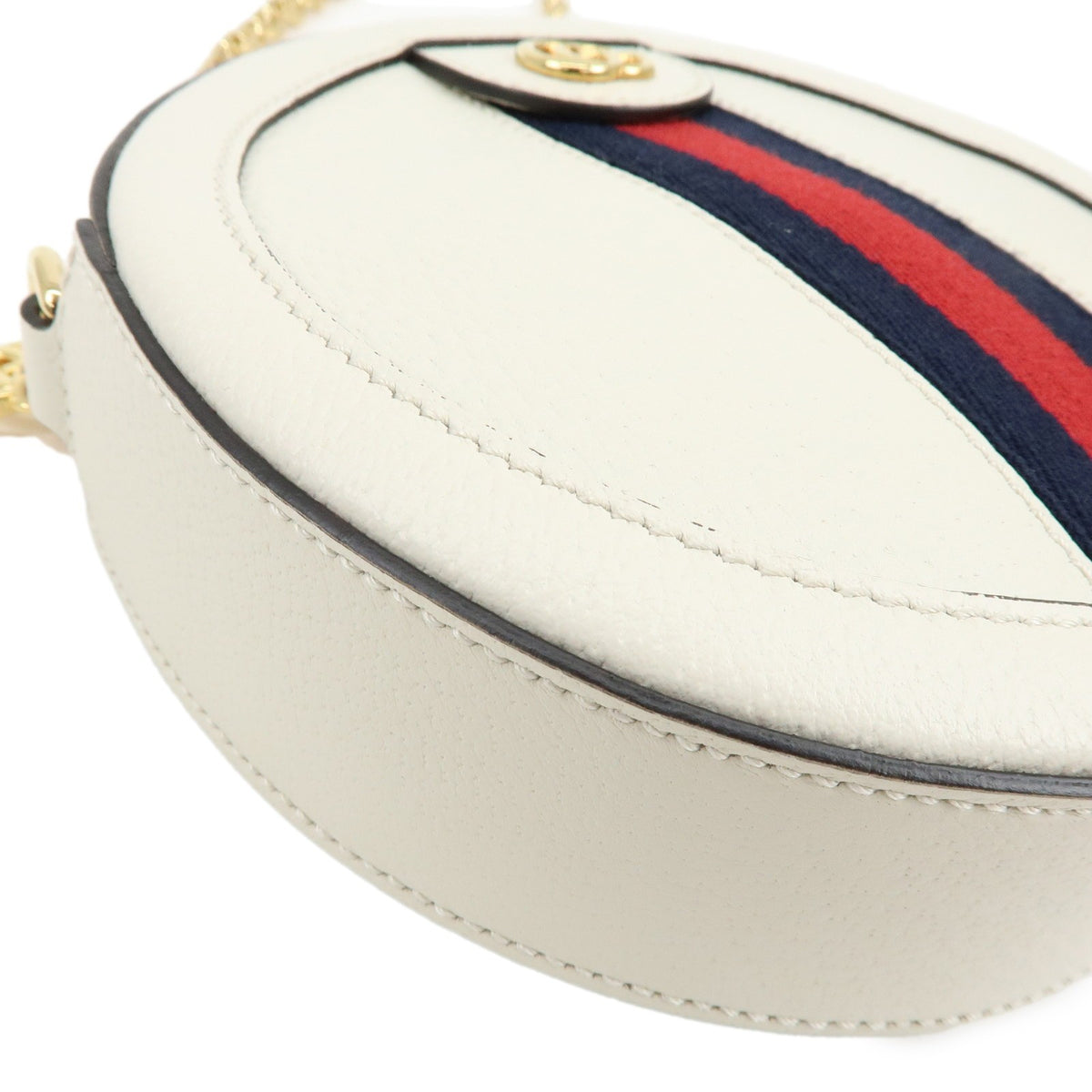 Gucci Ophidia Round Leather White Leather Shoulder Bag Bag (Pre-Owned)