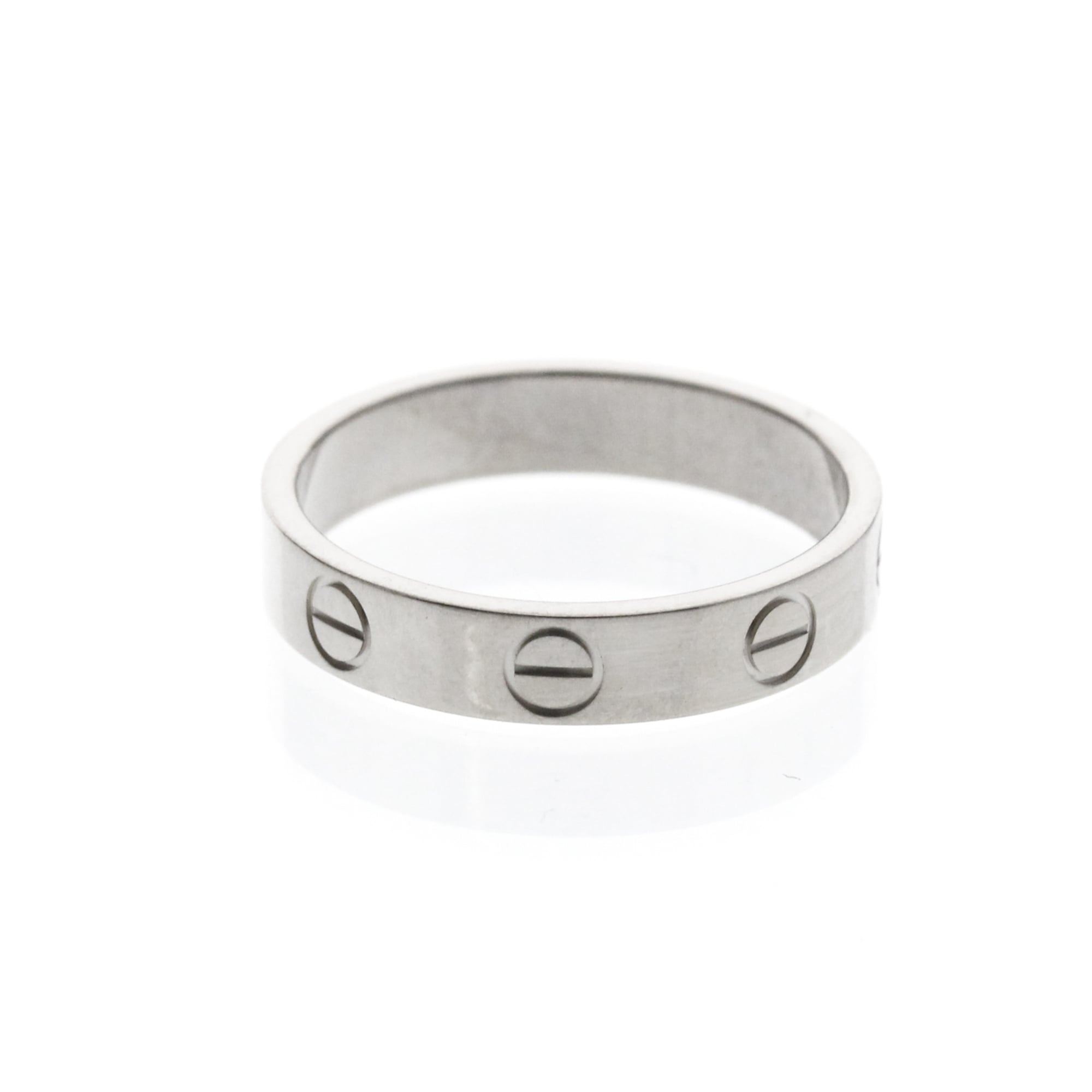 Cartier Love Band 18K White Gold Silver White_Gold Ring Jewelry (Pre-Owned)