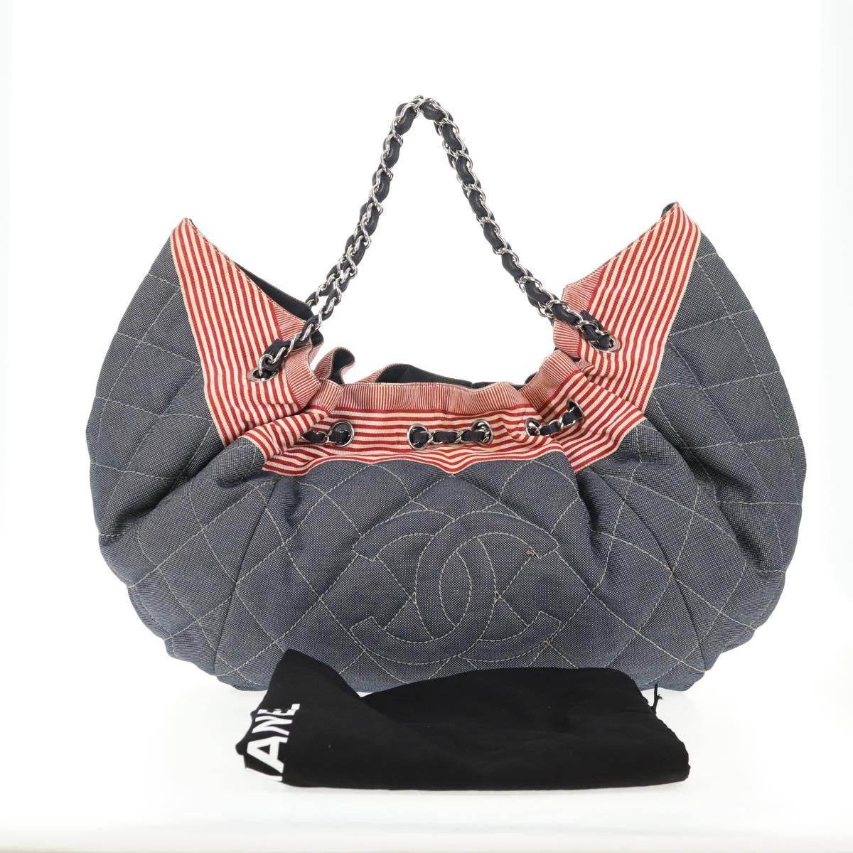 Chanel Stretch Spirit Cabas Quilted Denim Blue Denim_Jeans Bag (Pre-Owned)