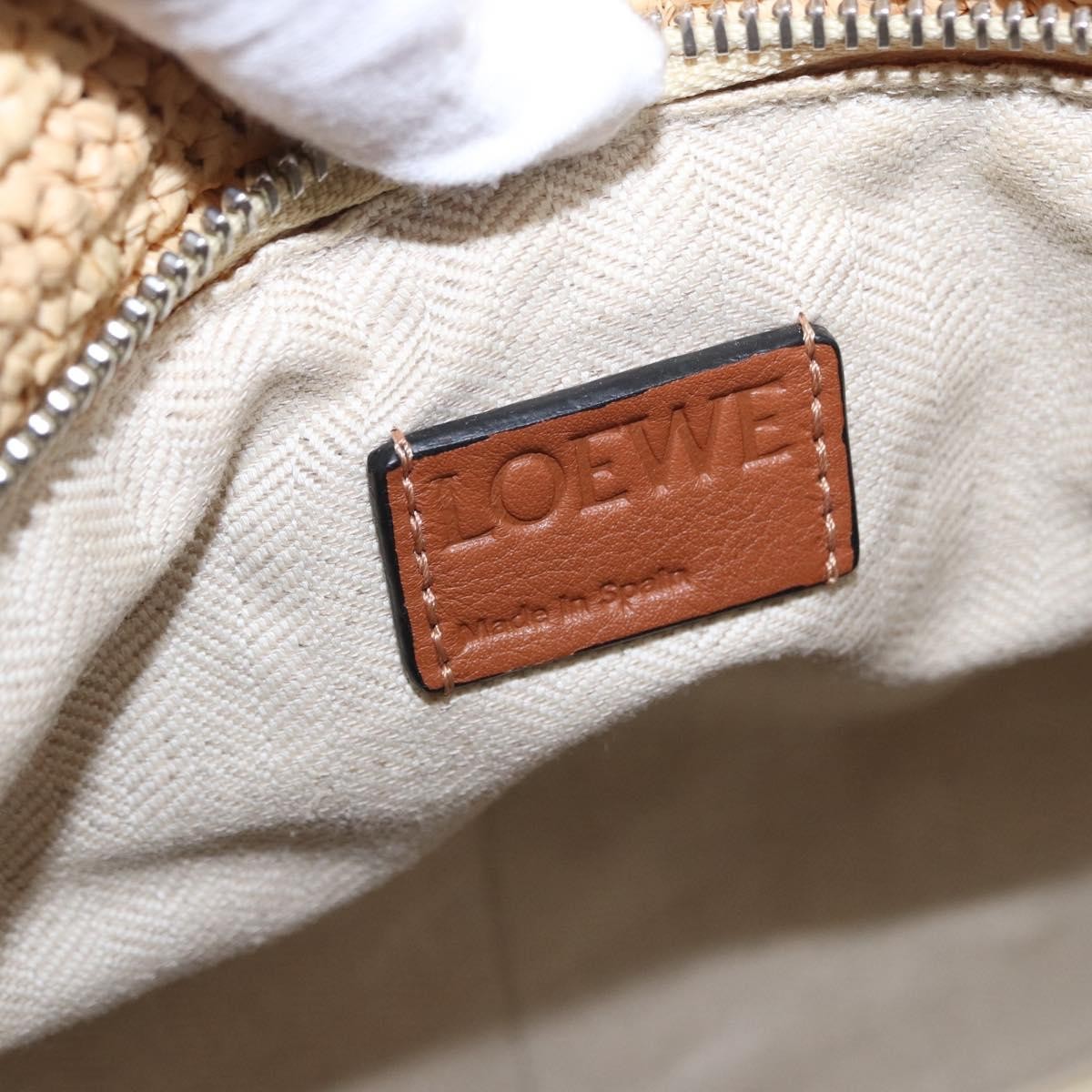 Loewe Puzzle Leather And Raffia Beige Leather Handbag (Pre-Owned)