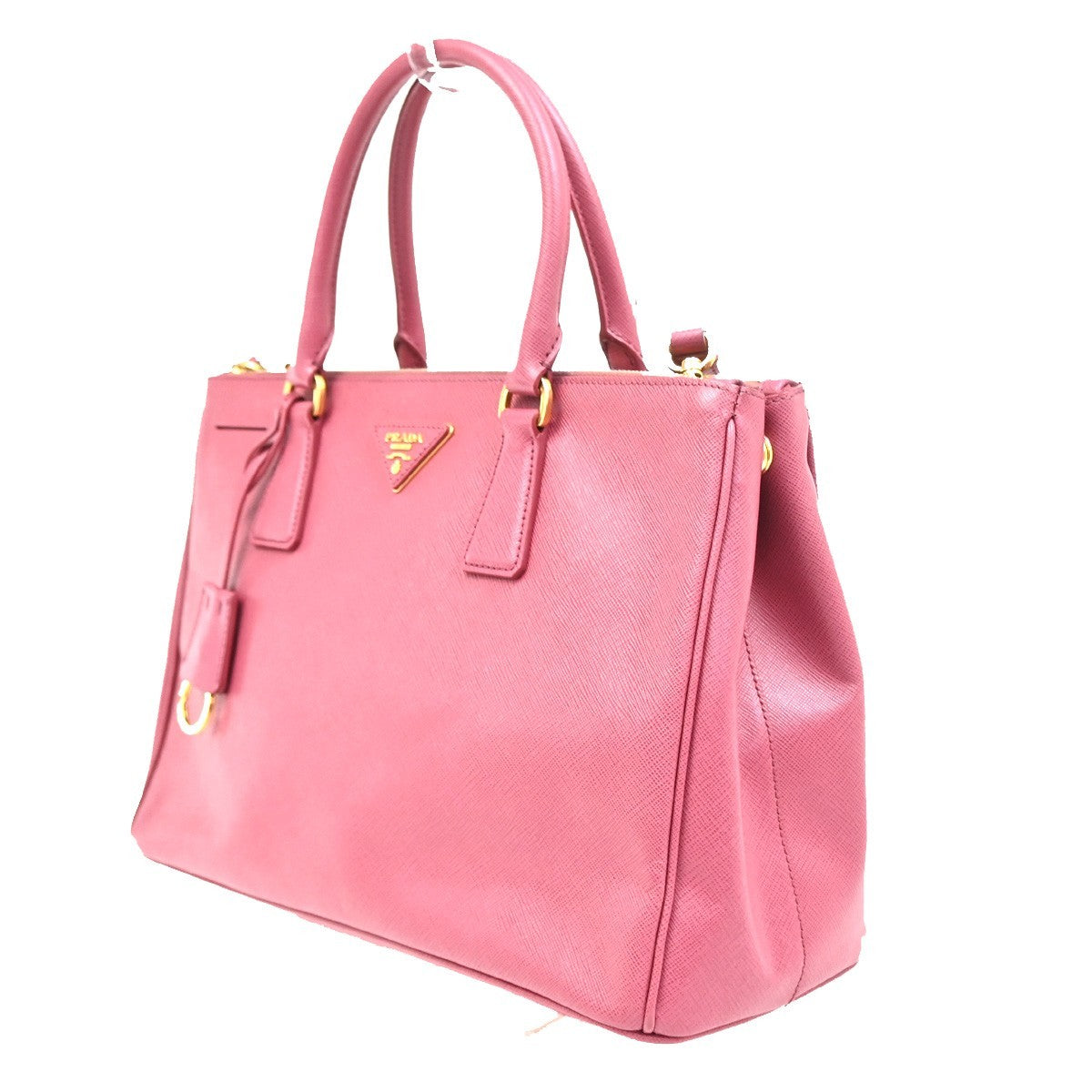 Prada Double Zip Lux Convertible Tote Saffiano Leather Pink Leather Tote Bag Bag (Pre-Owned)