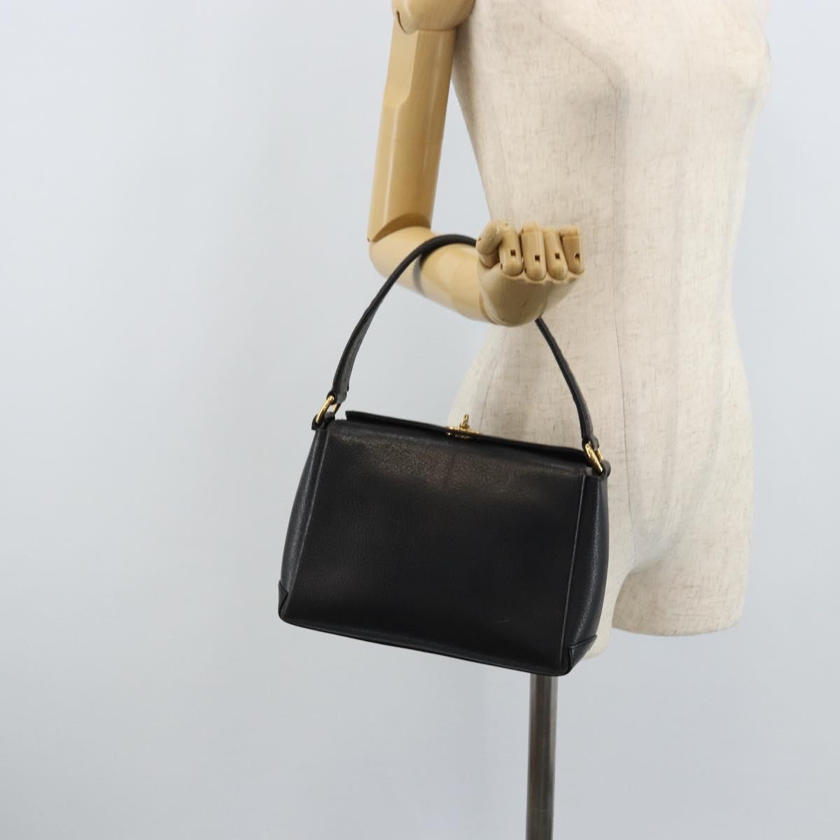 Gucci Vintage Convertible Bamboo Box Leather Black Leather Handbag (Pre-Owned)