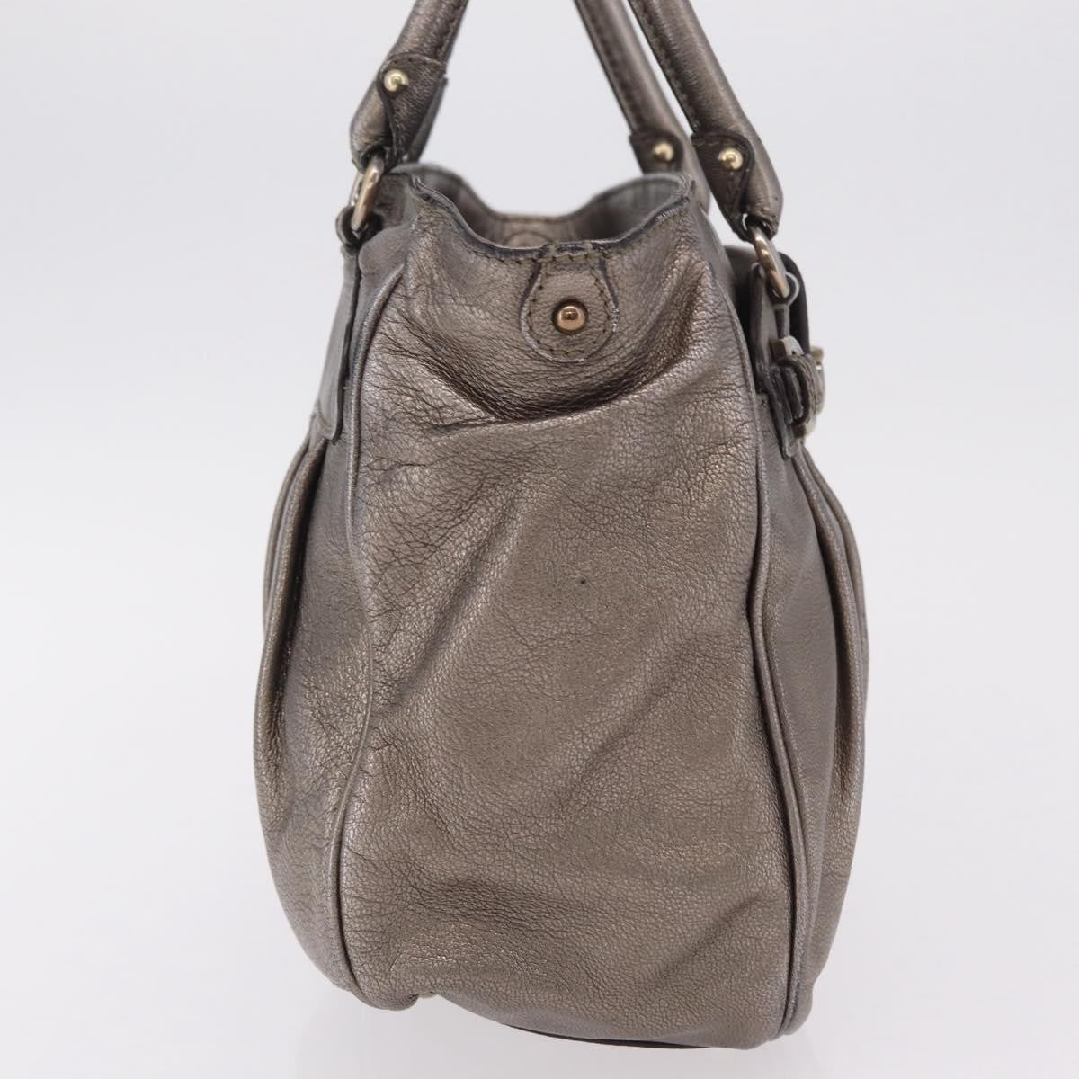 Salvatore Ferragamo Gancini Top Handle Leather Silver Leather Handbag (Pre-Owned)