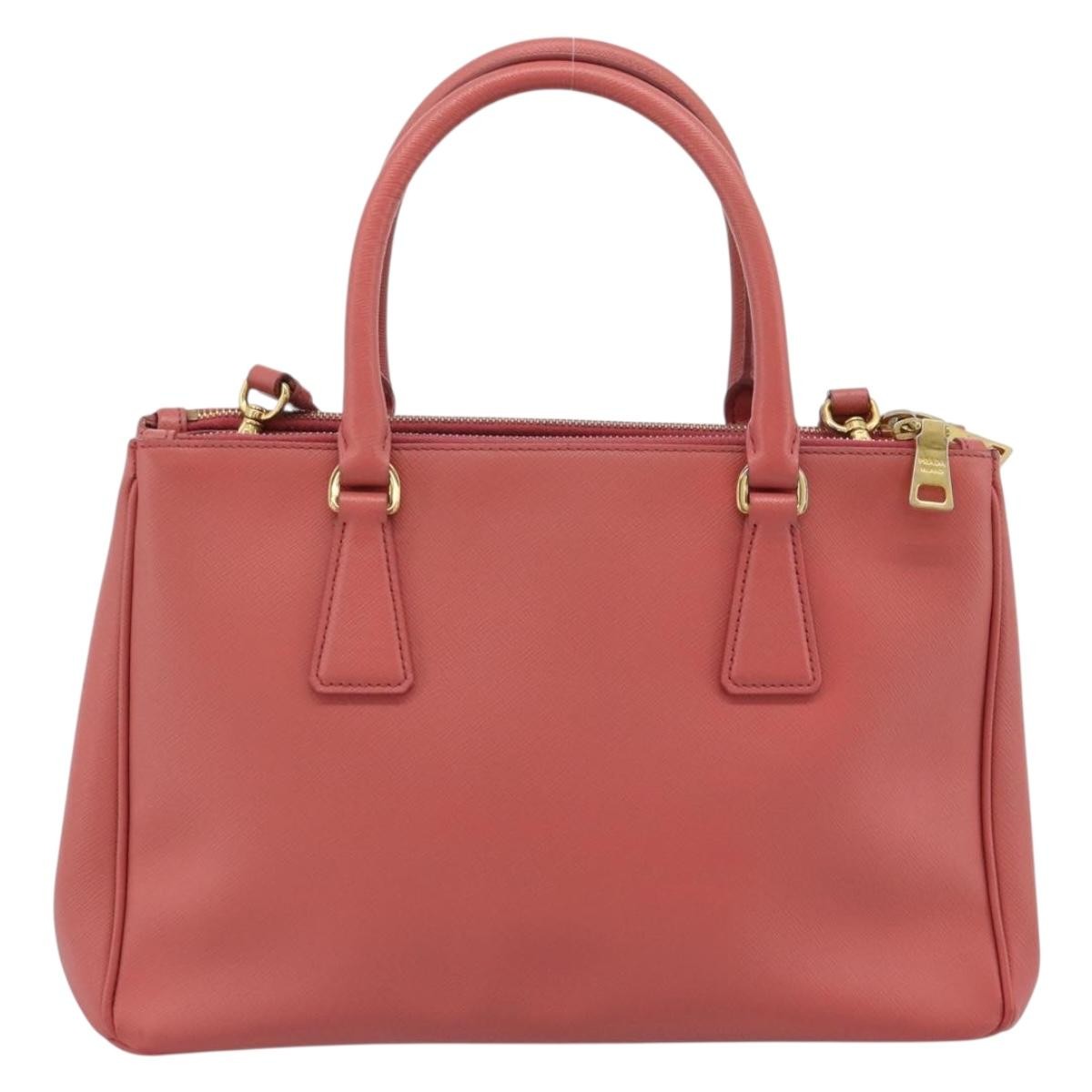 Prada Galleria Double Zip Saffiano Leather Pink Leather Tote Bag Bag (Pre-Owned)