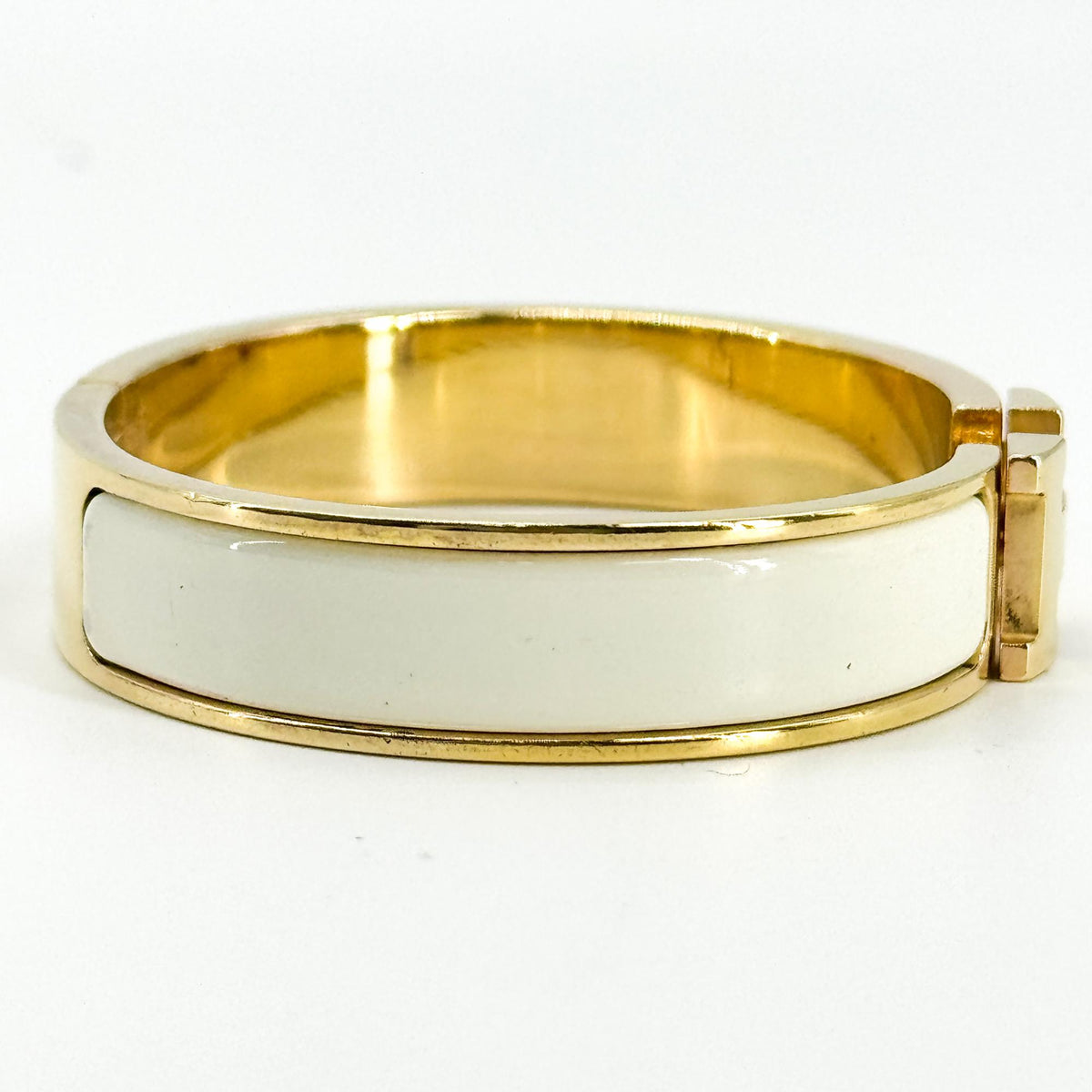 Hermes Clic H Fusion Enamel Gold Metal Bracelet Jewelry (Pre-Owned)