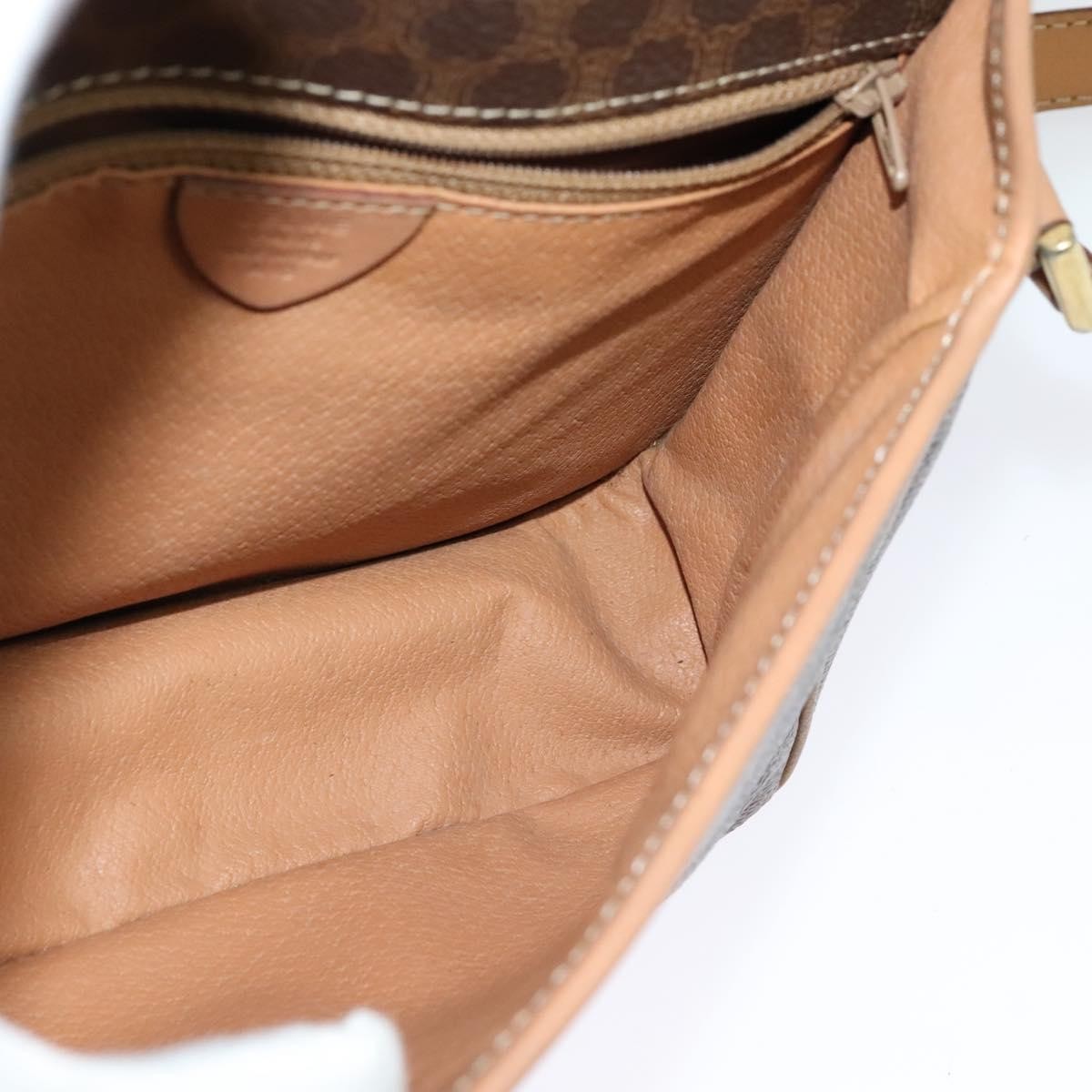 Celine Vintage Macadam Circle Logo Canvas And Leather Brown Canvas Shoulder Bag Bag (Pre-Owned)