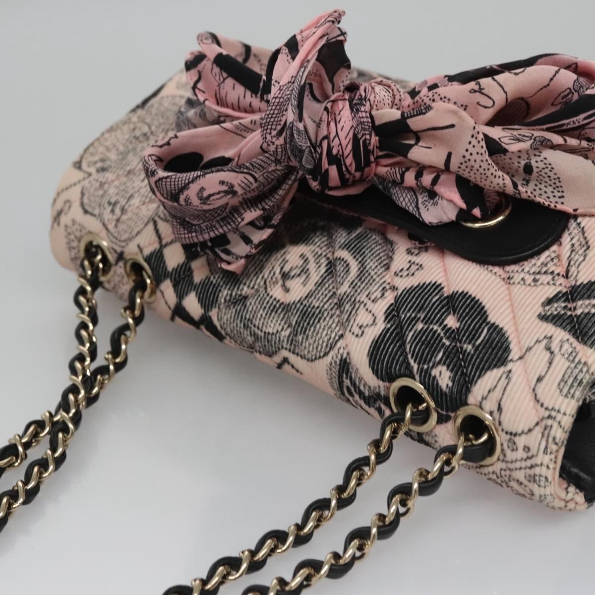 Chanel Flap Shoulder Canvas Pink Cotton Shoulder Bag Bag (Pre-Owned)