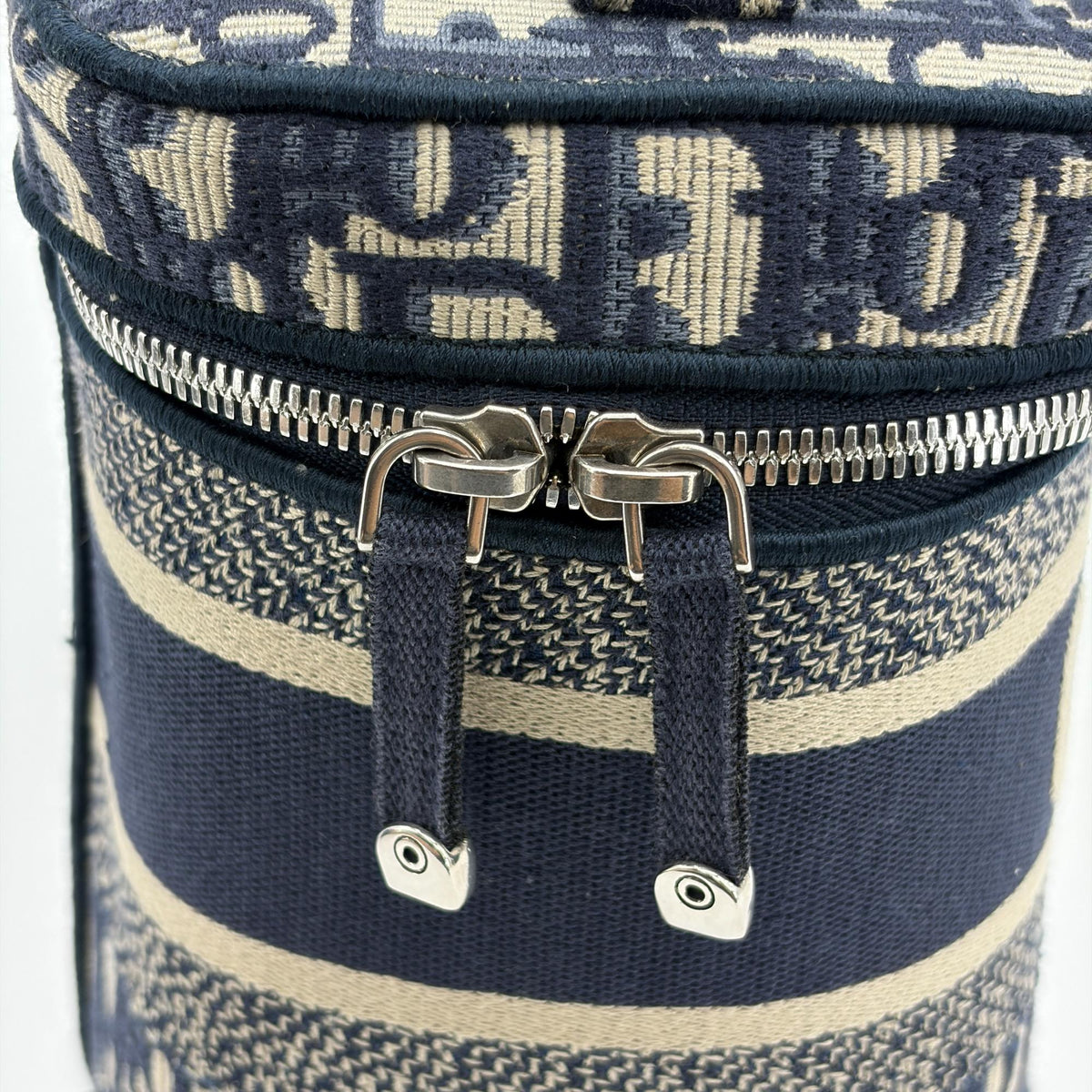 Christian Dior Diortravel Vanity Case Oblique Canvas Navy Canvas Handbag (Pre-Owned)