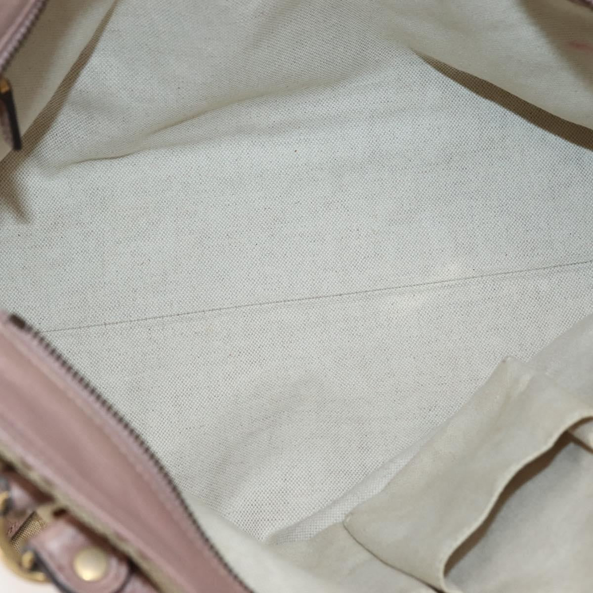 Gucci Vintage Interlocking G Canvas And Leather Beige Canvas Handbag (Pre-Owned)