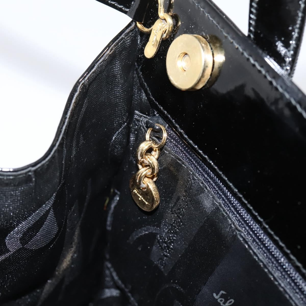 Salvatore Ferragamo Convertible Vara Bow Patent Leather Black Patent_Leather Handbag (Pre-Owned)
