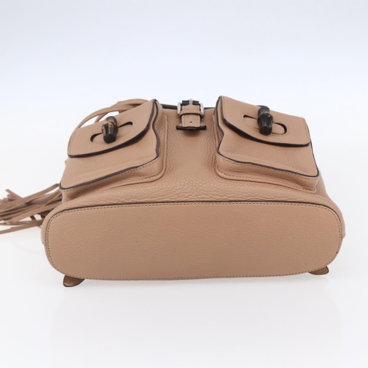 Gucci Vintage Bamboo Leather Beige Leather Backpack Bag (Pre-Owned)