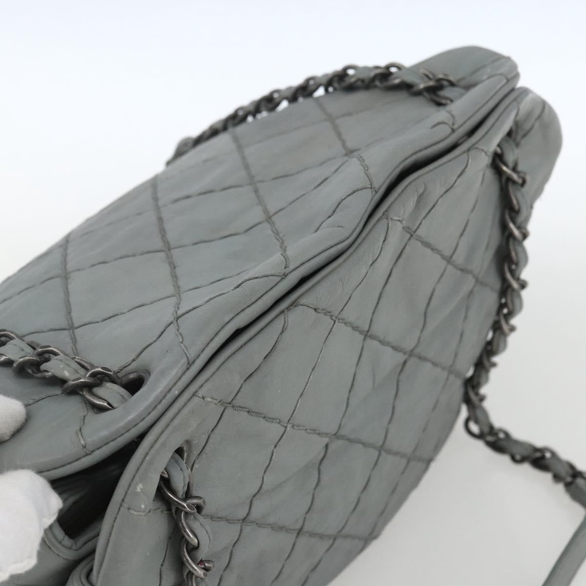 Chanel Just Mademoiselle Quilted Leather Gray Leather Shoulder Bag Bag (Pre-Owned)