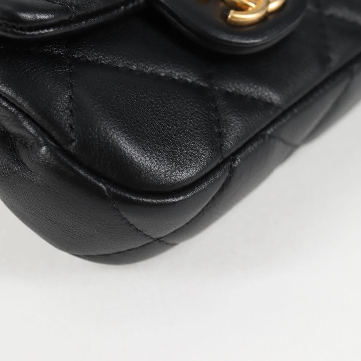 Chanel Lady Handle Flap Card Holder On Chain Quilted Calfskin Black Leather Bag (Pre-Owned)