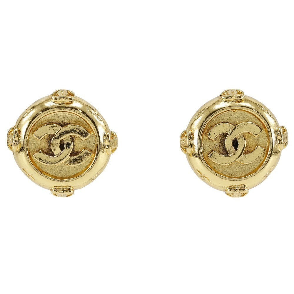 Chanel Vintage Cc Clip-On Metal Gold Gold_Plated Earrings Jewelry (Pre-Owned)
