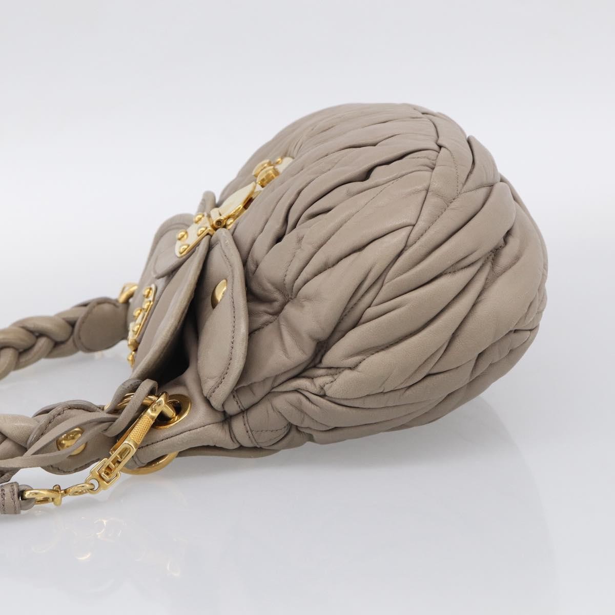 Miu Miu Coffer Hobo Matelasse Leather Beige Leather Handbag (Pre-Owned)