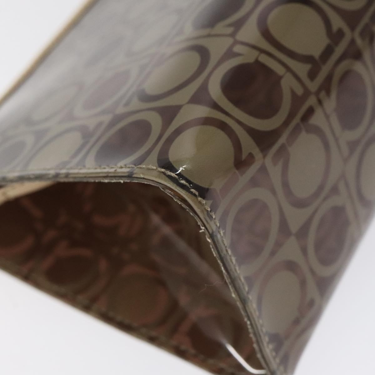 Salvatore Ferragamo Gancini Canvas Brown Vinyl Clutche & Pouche Bag (Pre-Owned)