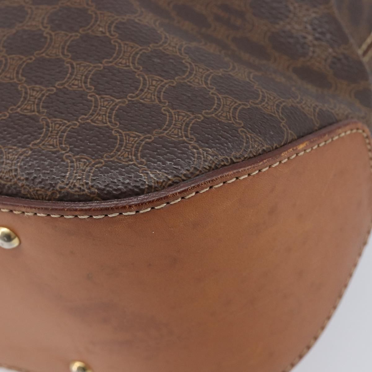 Celine Macadam Shoulder Leather Brown Canvas Crossbody Bag Bag (Pre-Owned)