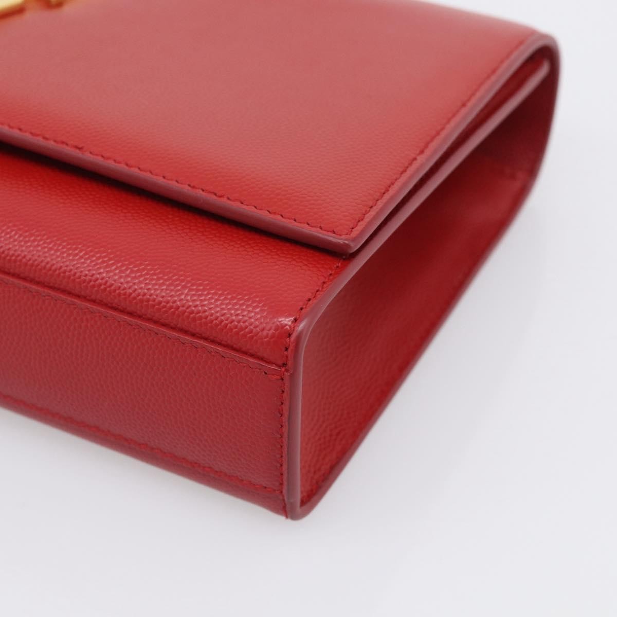 Saint Laurent Classic Monogram Flap Chain Leather Red Leather Crossbody Bag Bag (Pre-Owned)