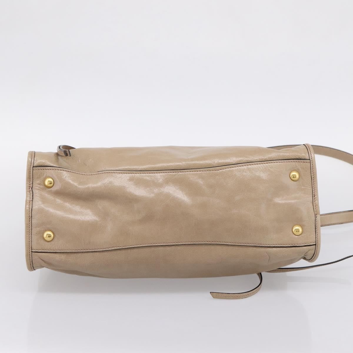 Miu Miu Convertible Bauletto Vitello Shine Beige Leather Handbag (Pre-Owned)
