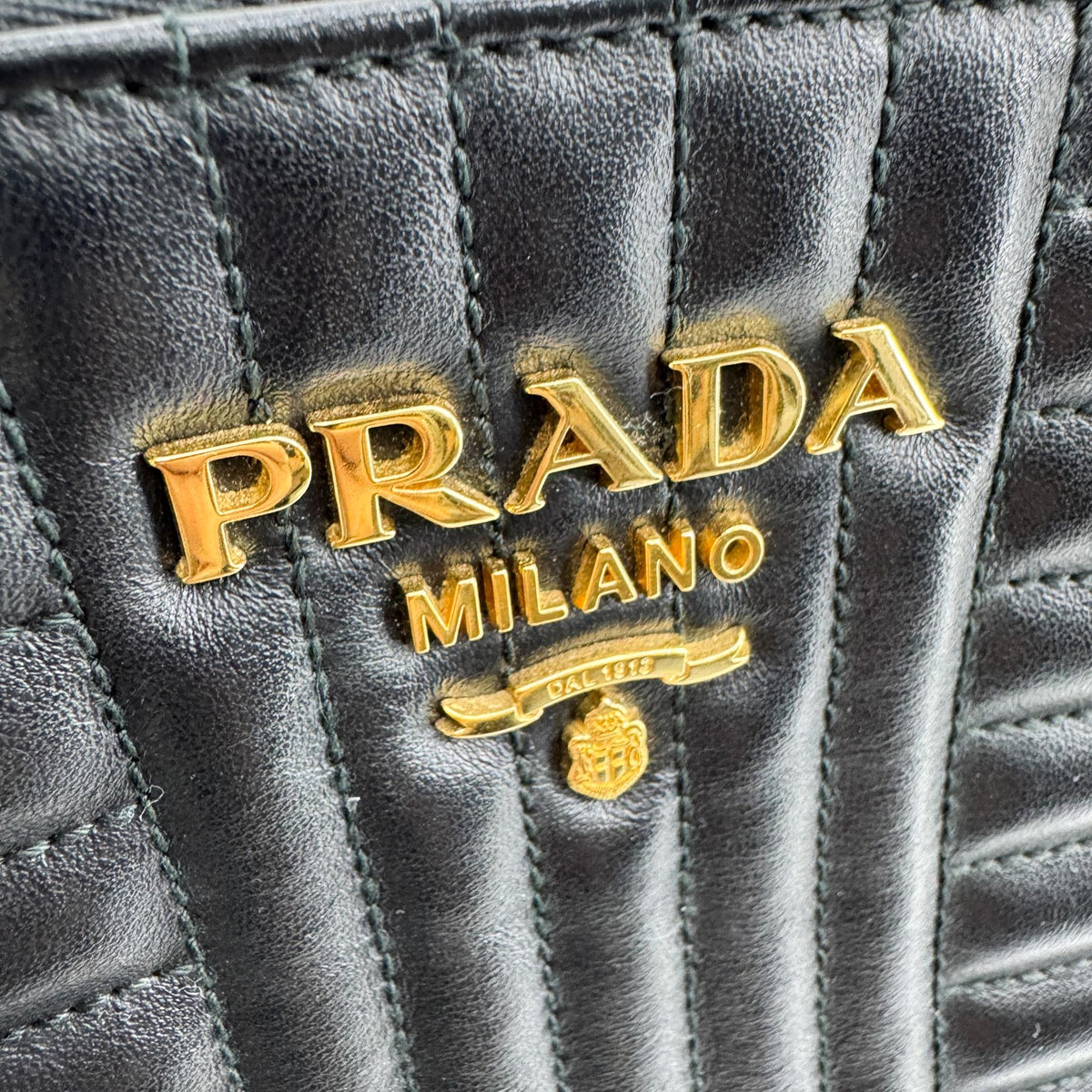 Prada Double Zip Tote Diagramme Quilted Leather Black Leather Tote Bag Bag (Pre-Owned)