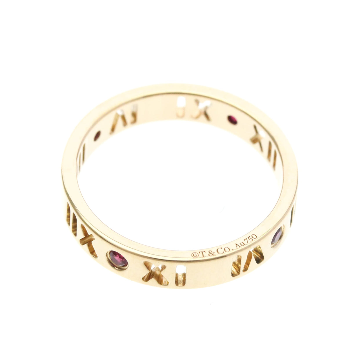Tiffany & Co. Atlas Pierced 18K Rose Gold And Diamonds Gold Pink_Gold Ring Jewelry (Pre-Owned)