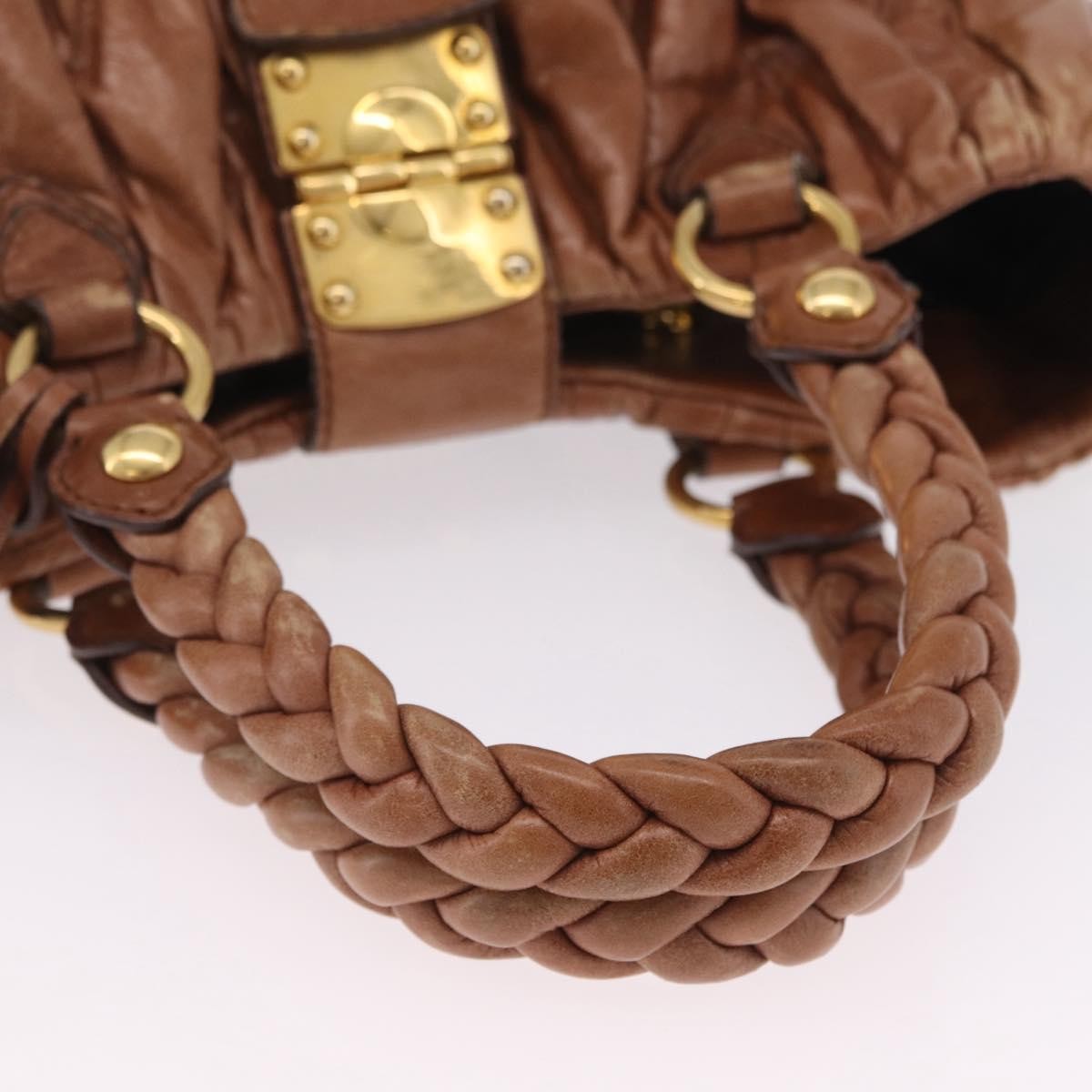 Miu Miu Coffer Satchel Matelasse Leather Brown Leather Handbag (Pre-Owned)
