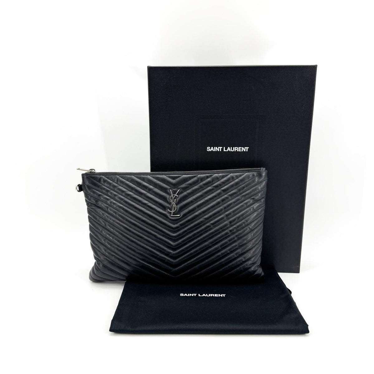 Saint Laurent Classic Monogram Clutch Leather Black Leather Clutche & Pouche Bag (Pre-Owned)