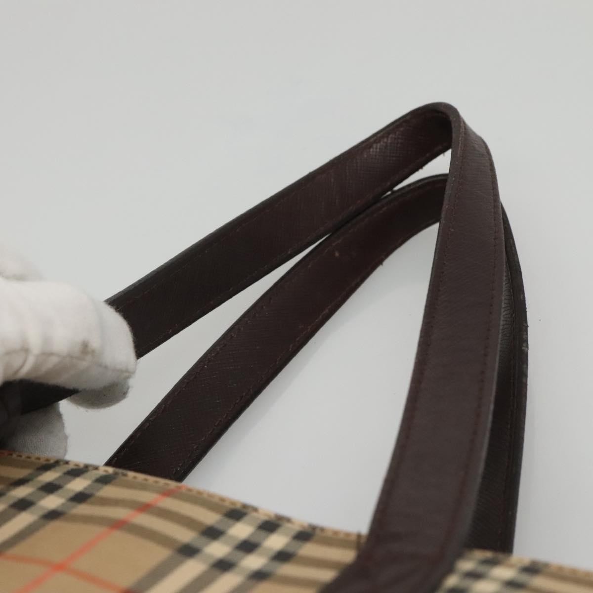 Burberry Nova Check Tote Canvas Check Pattern Beige Canvas Handbag (Pre-Owned)