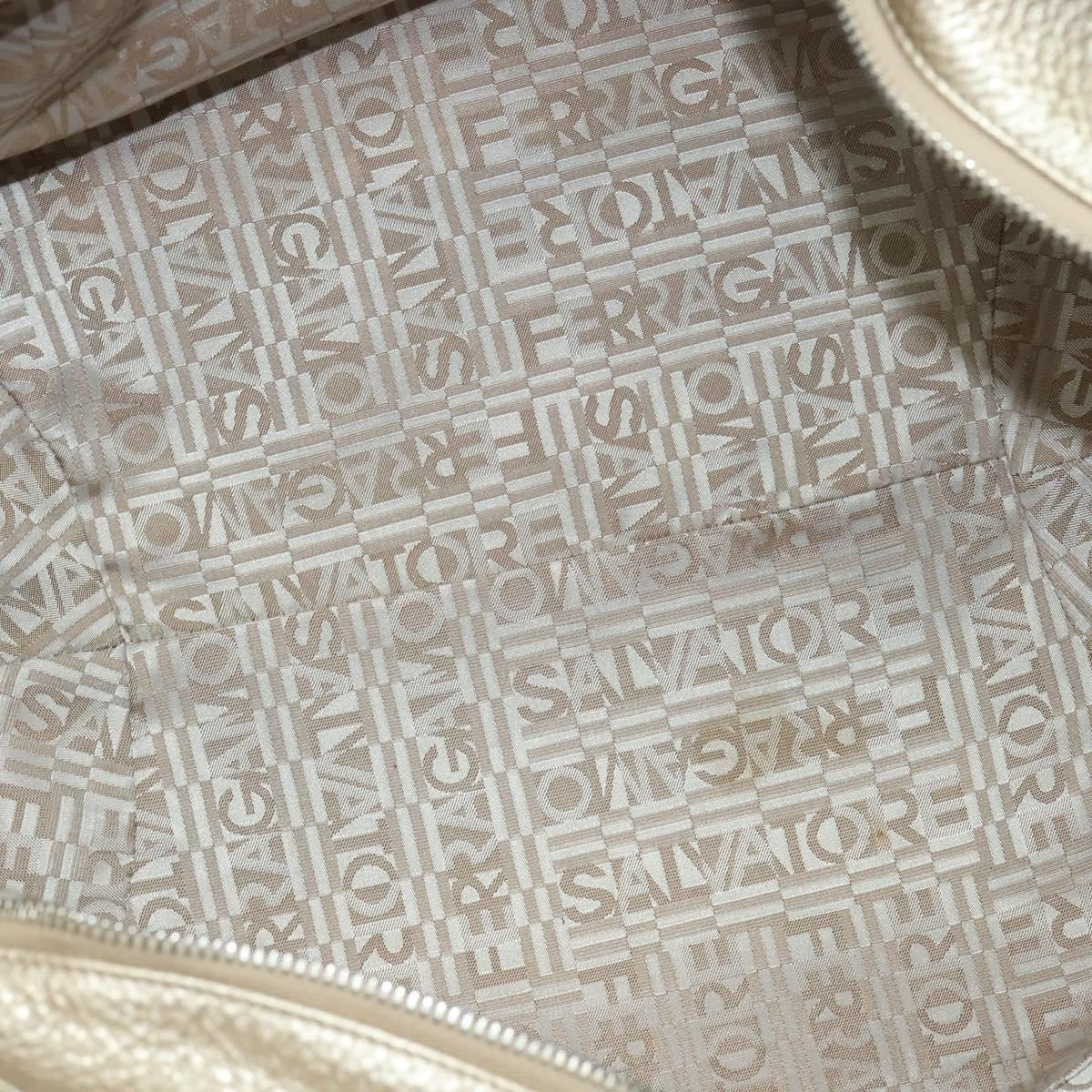 Salvatore Ferragamo Gancini Tote Leather Silver Leather Tote Bag Bag (Pre-Owned)