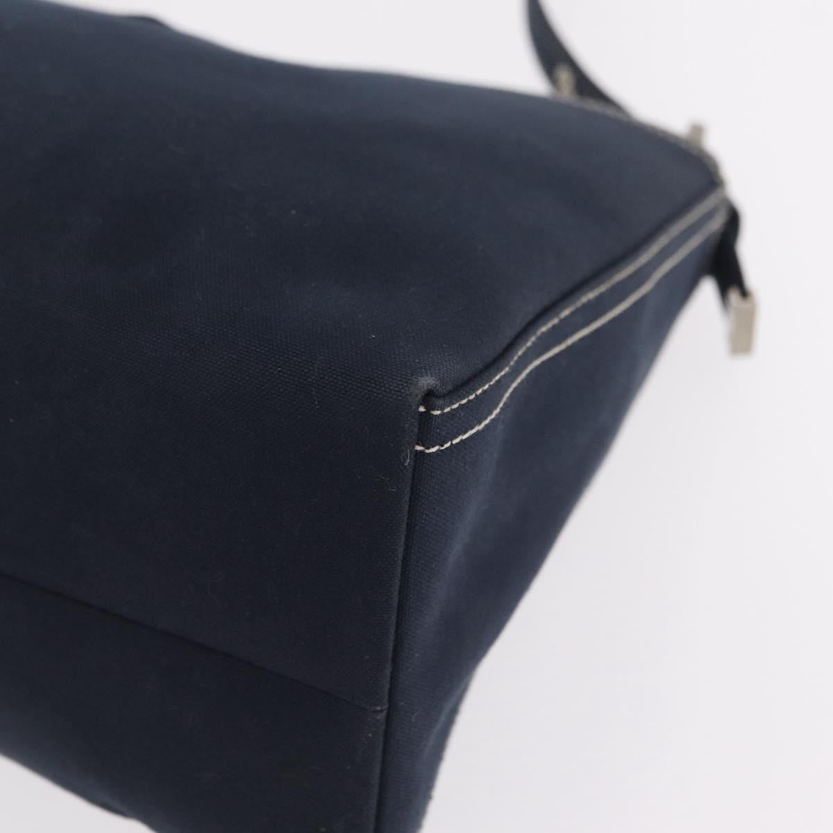 Fendi Baguette Canvas Navy Canvas Handbag (Pre-Owned)